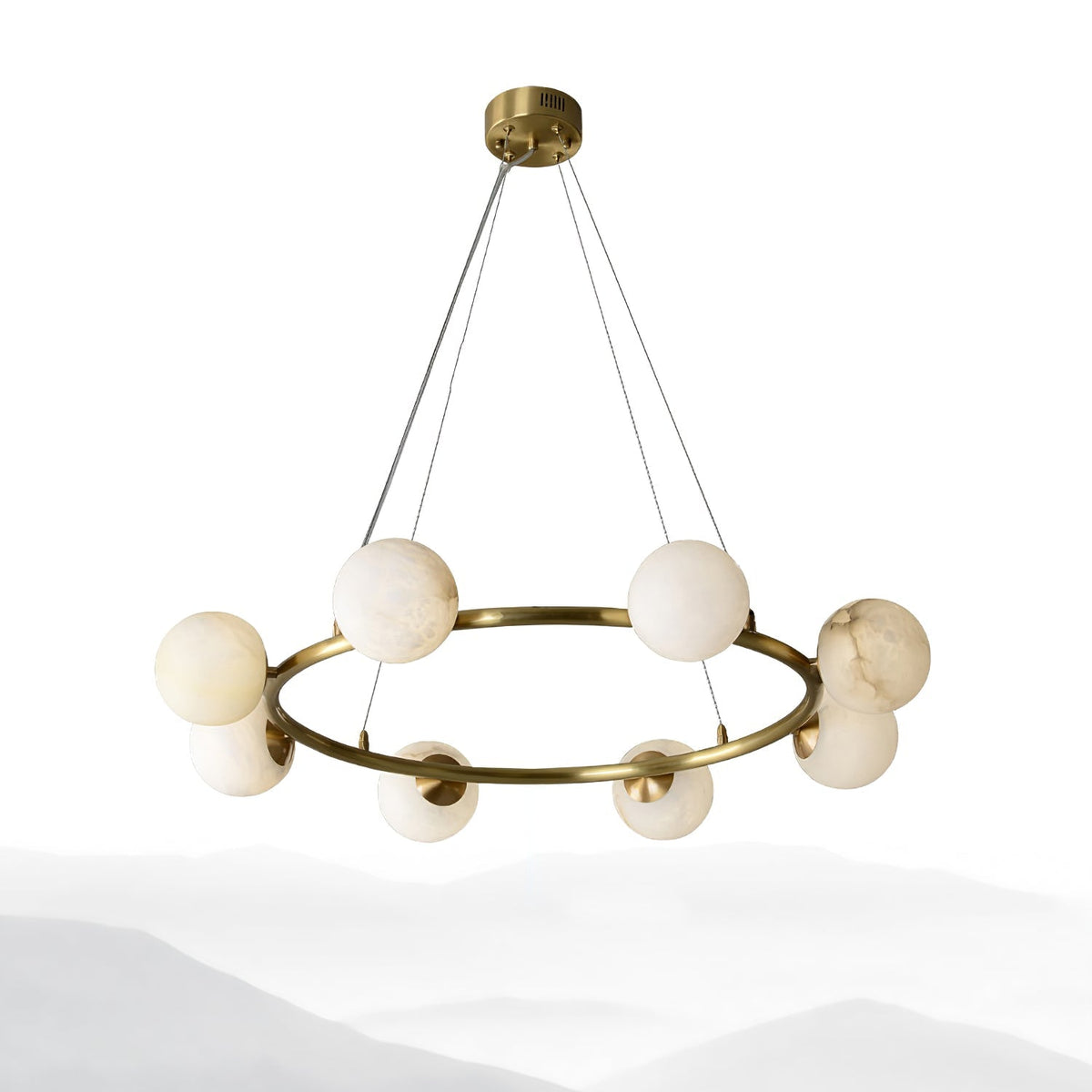 Helix żyrandol Alabaster kula Halo ramka z miedzi