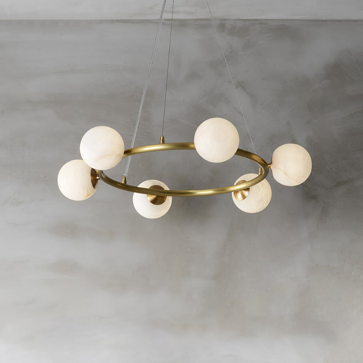 Helix żyrandol Alabaster kula Halo ramka z miedzi