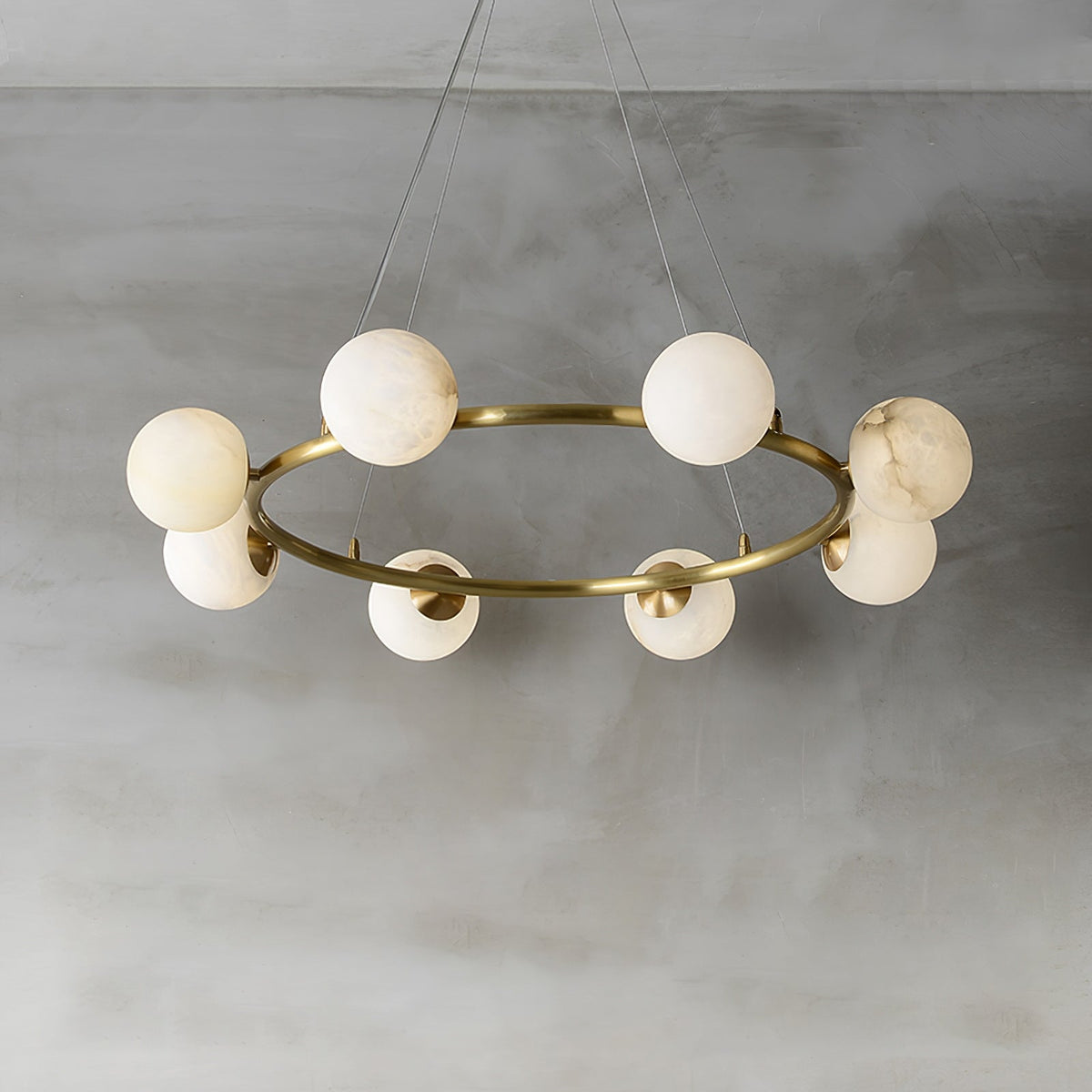 Helix żyrandol Alabaster kula Halo ramka z miedzi