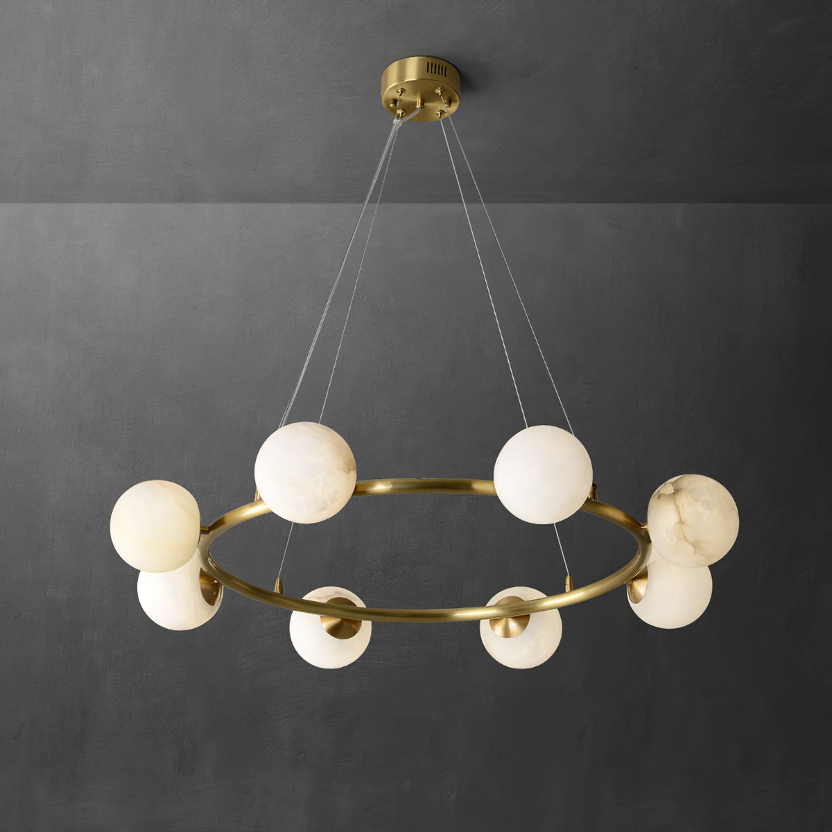 Helix żyrandol Alabaster kula Halo ramka z miedzi