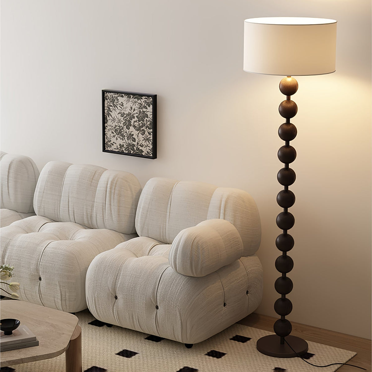 Paston lampa stojąca ze szkła i płótna