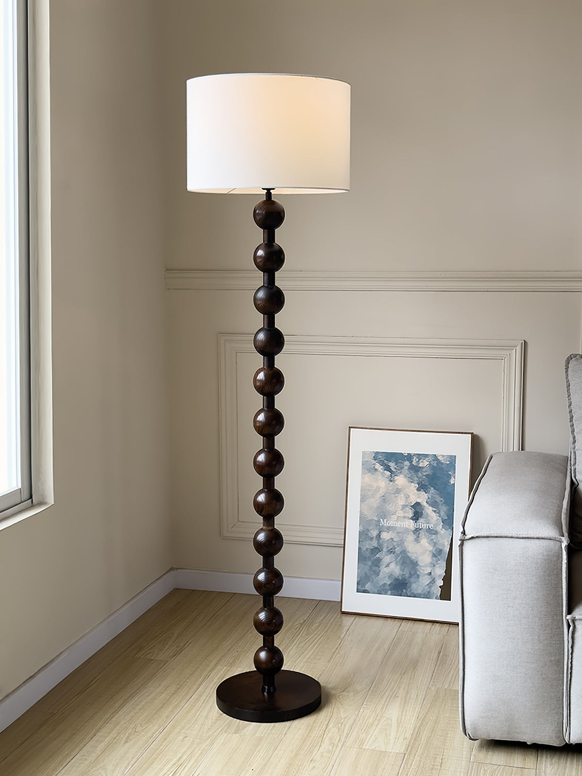 Paston lampa stojąca ze szkła i płótna