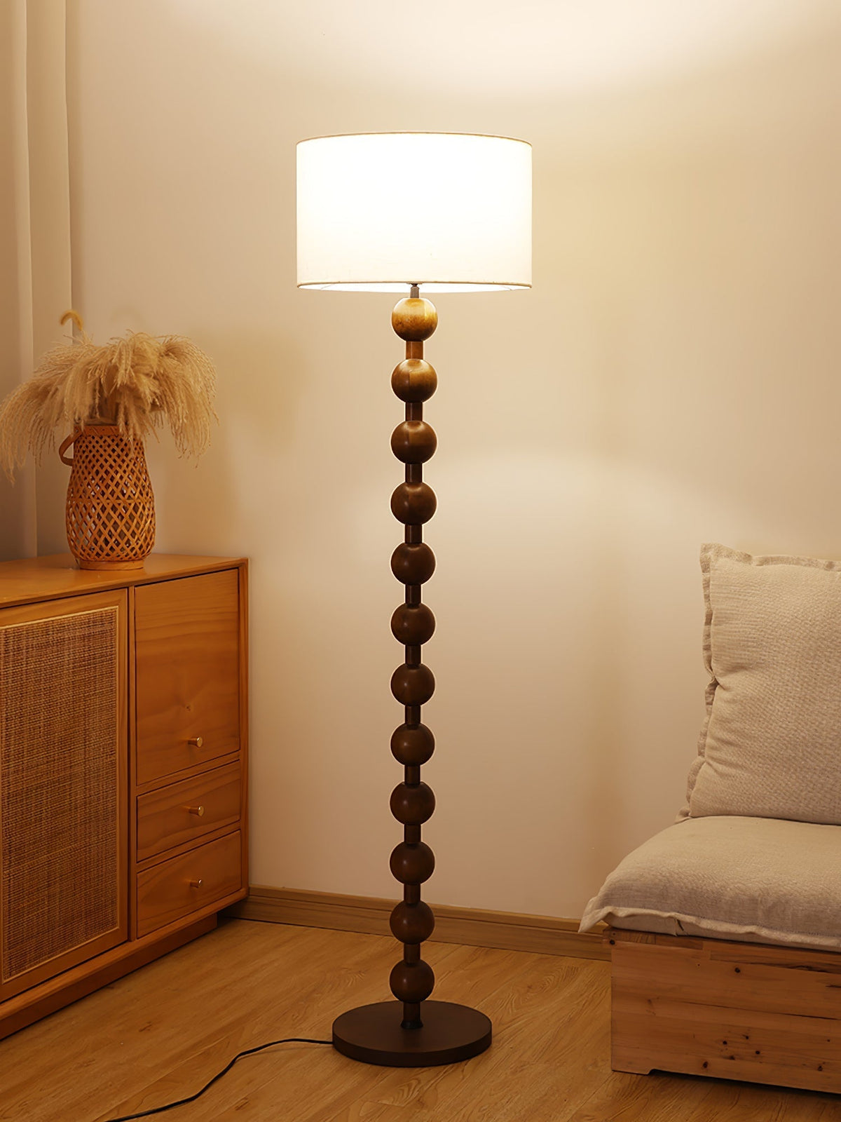 Paston lampa stojąca ze szkła i płótna
