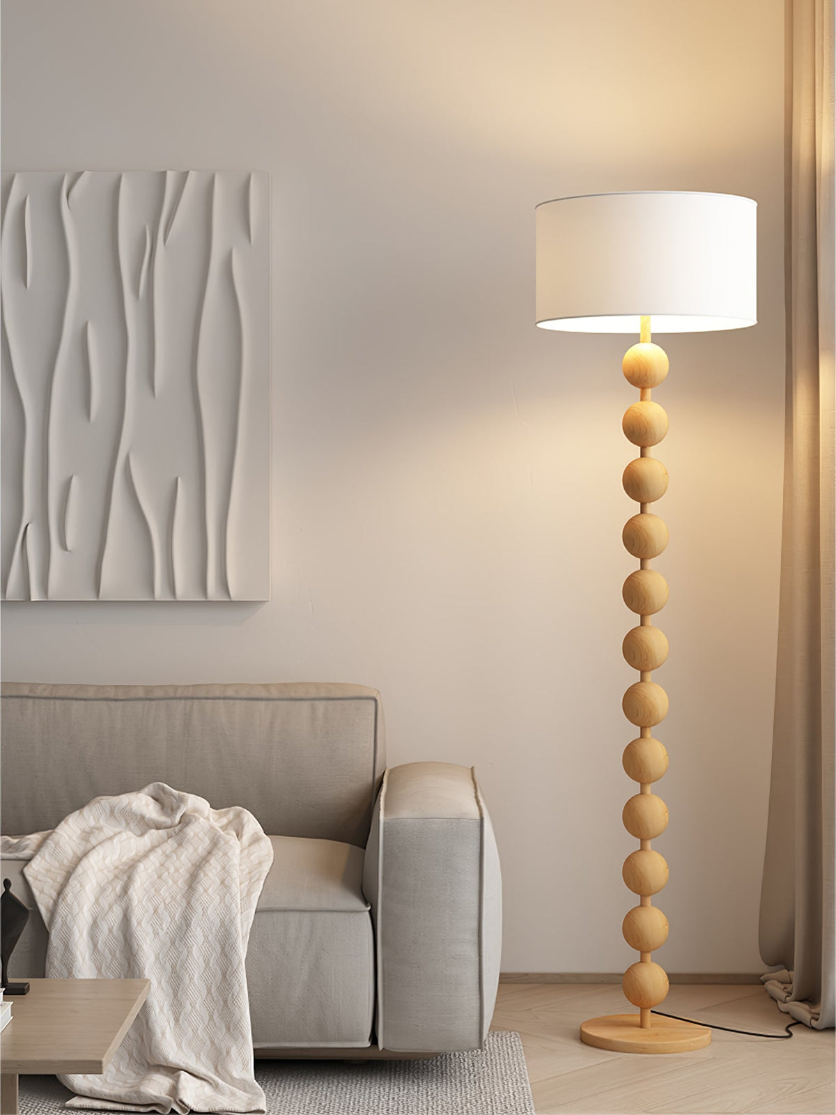 Paston lampa stojąca ze szkła i płótna