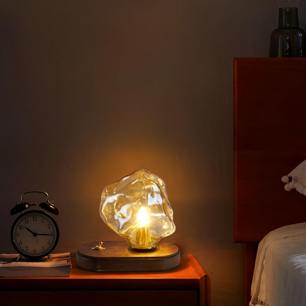 Lampa stołowa Maris ze szkła i drewna