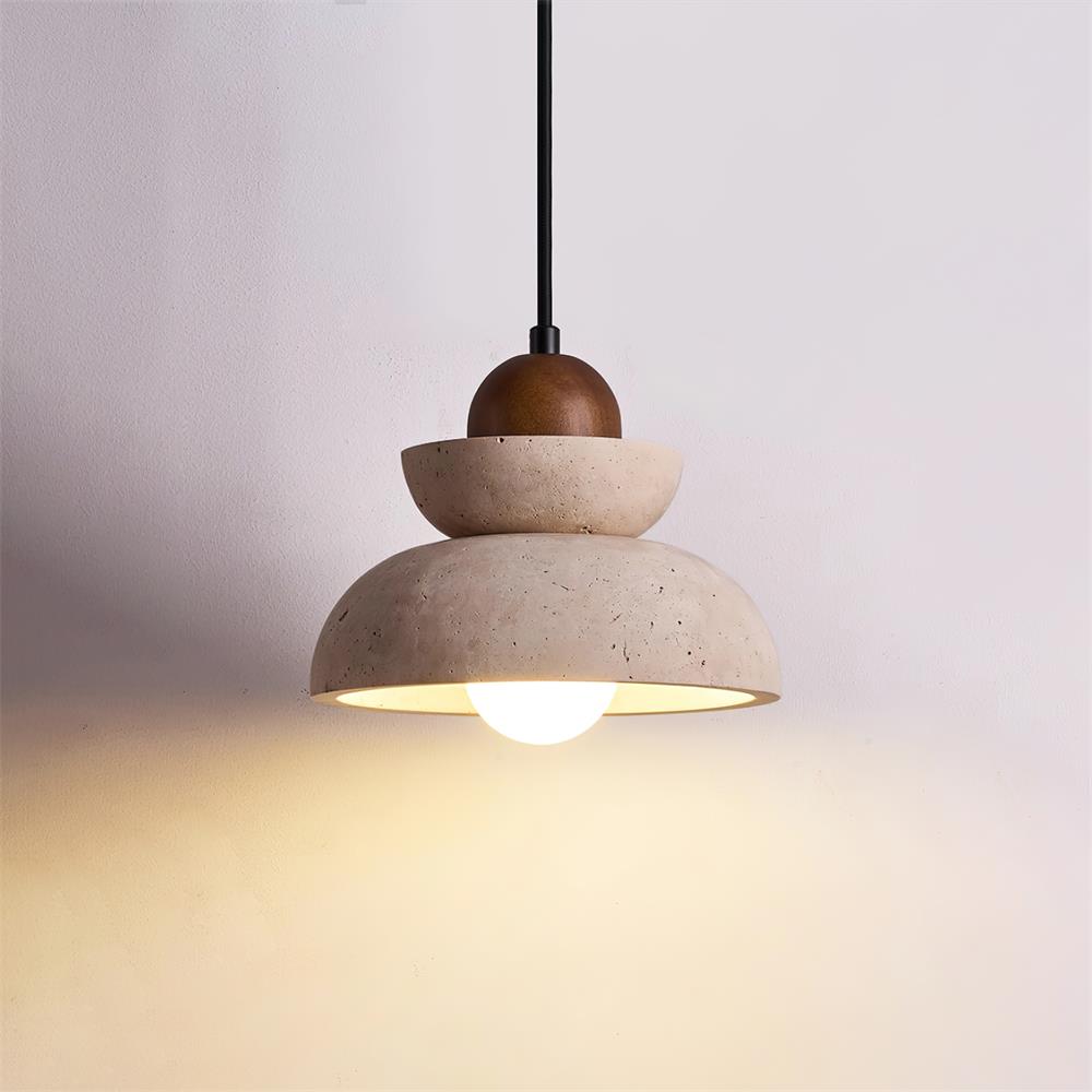 Lampa wisząca Travertine z drewna w stylu nowoczesnym nordyckim, kolor beżowy Walnut