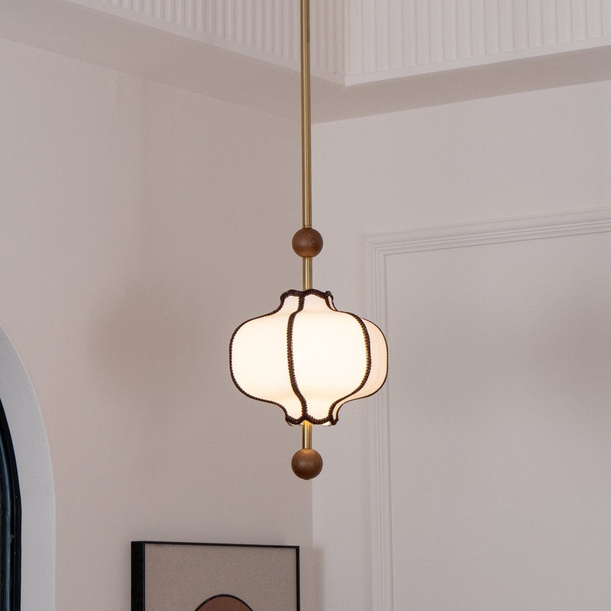 Aura lampa wisząca w stylu latarni z tkaniny