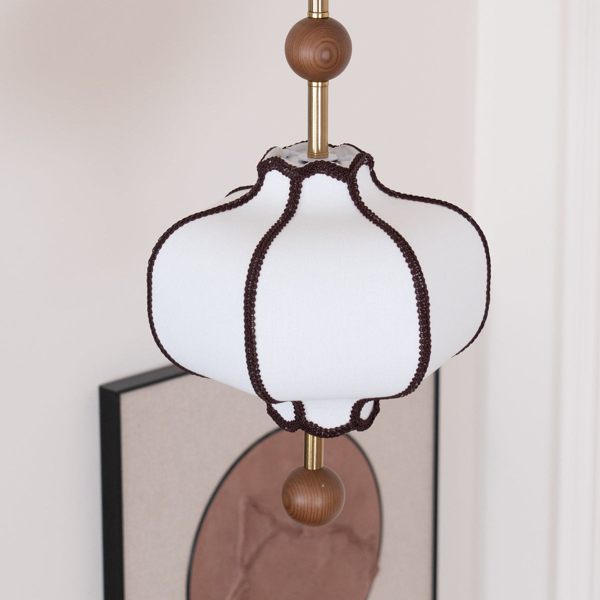 Aura lampa wisząca w stylu latarni z tkaniny
