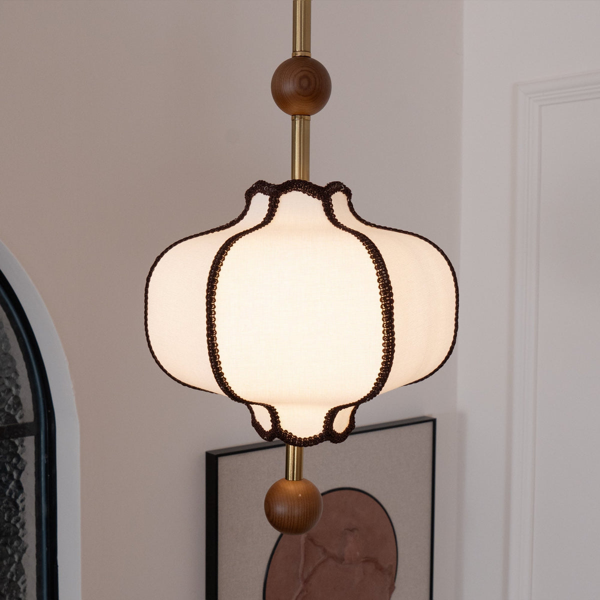 Aura lampa wisząca w stylu latarni z tkaniny