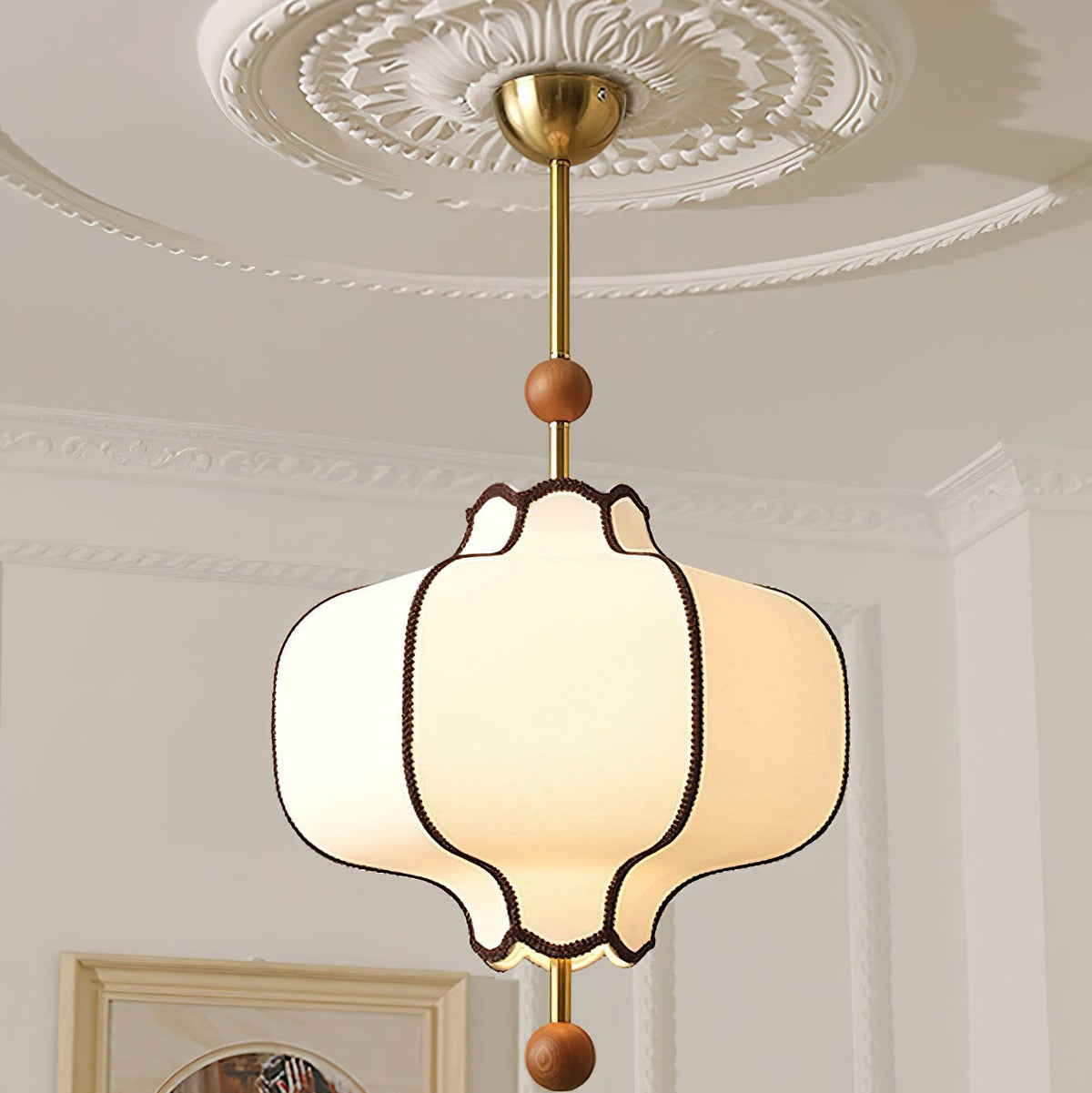 Aura lampa wisząca w stylu latarni z tkaniny
