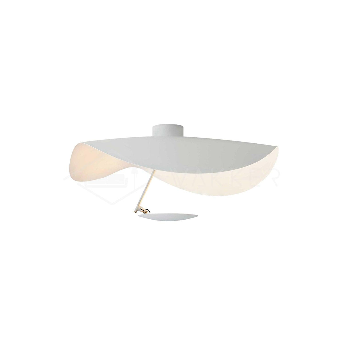 Lampa sufitowa Solara z wygiętym abażynem i złotym wnętrzem