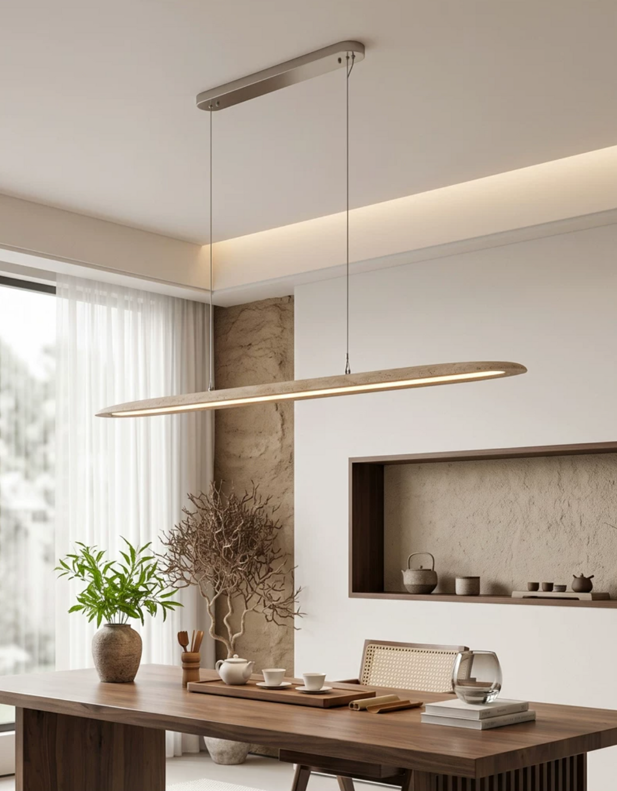 Keldenmere Lampa Wisząca Liniowa Z Trawertynu
