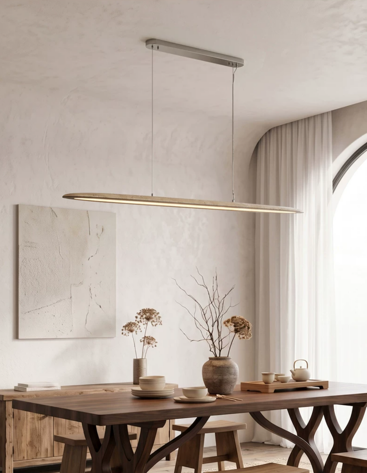 Keldenmere Lampa Wisząca Liniowa Z Trawertynu