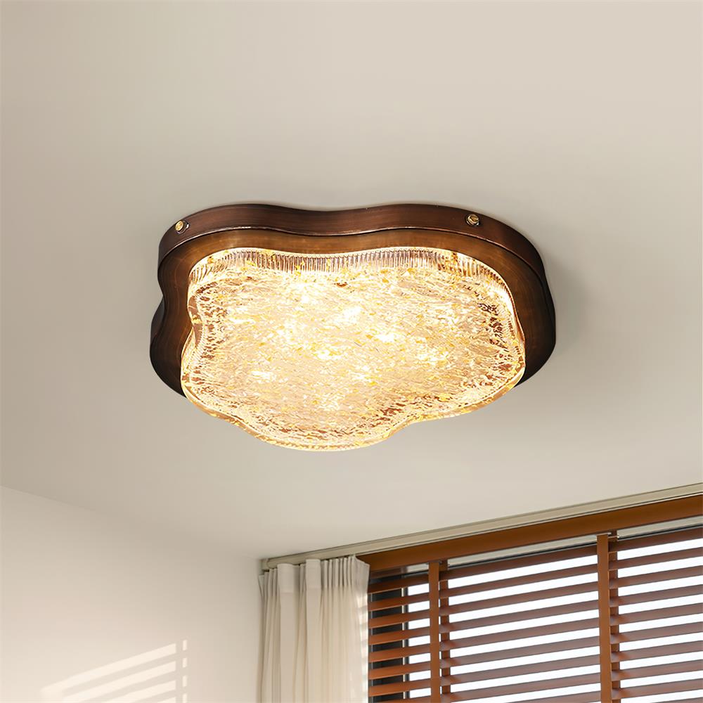 Lampa sufitowa Cielum nieregularny kształt żywica złote liście nowoczesne artystyczne zielony