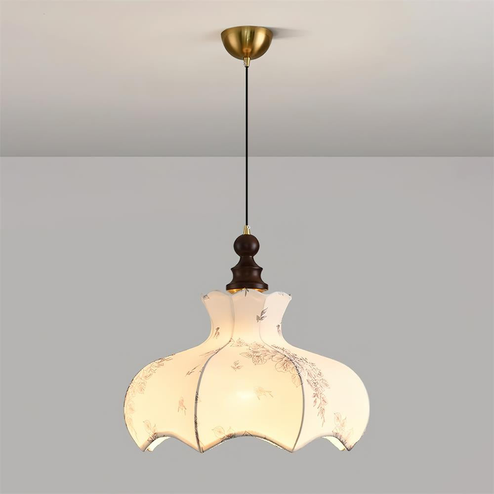 Lampa wisząca z płótna w stylu vintage z motywem kwiatowym