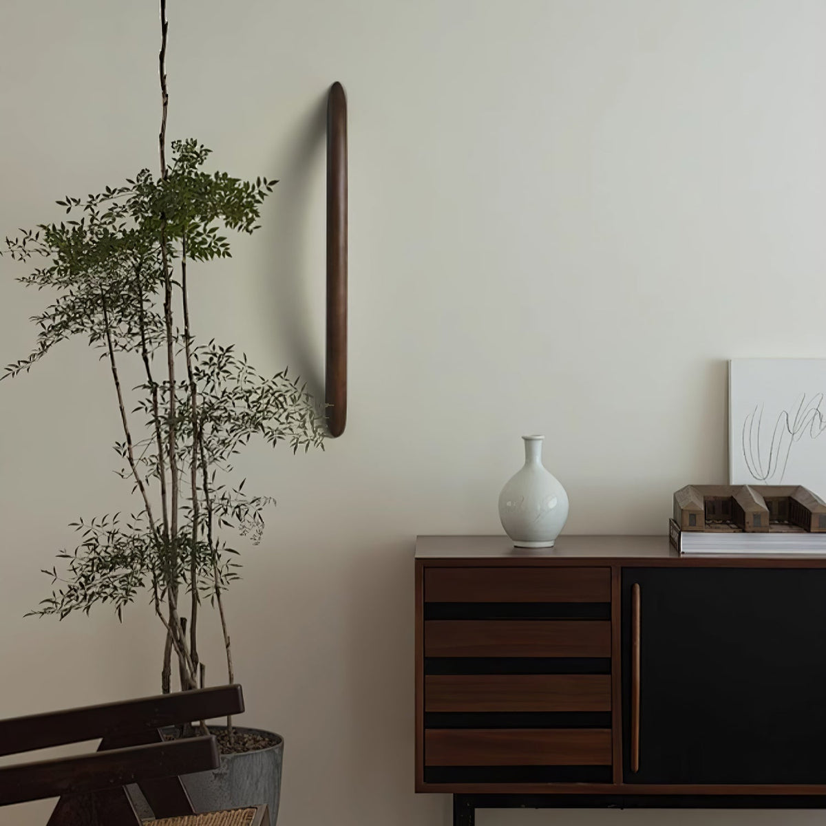 Evvinos nowoczesny minimalistyczny liniowy kinkiet drewniany