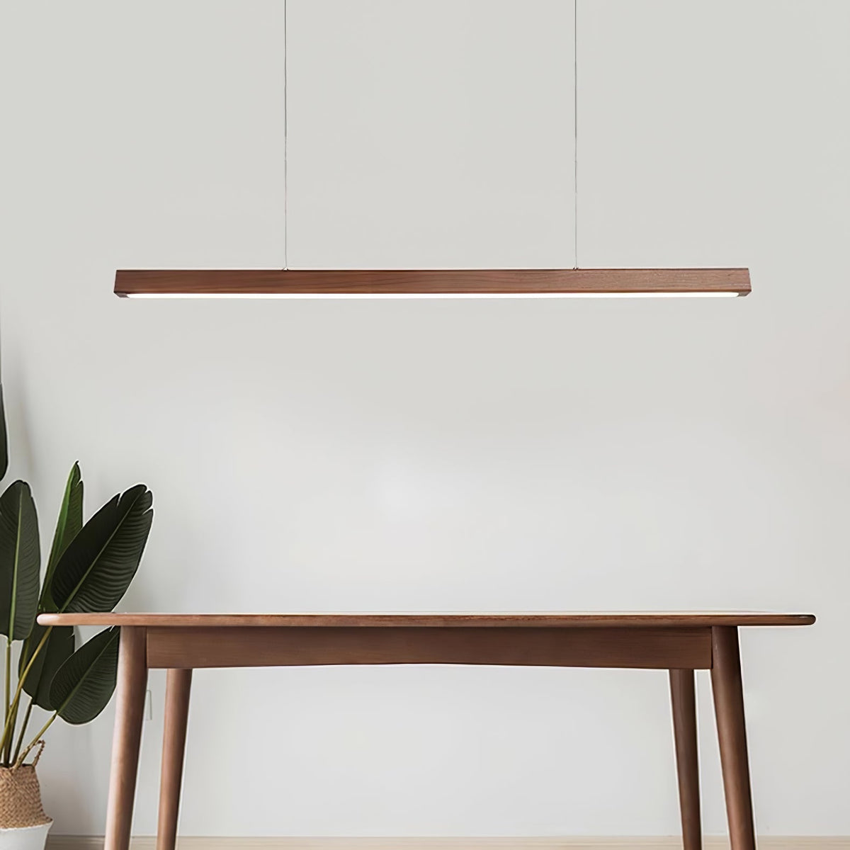 Rinalina liniowa minimalistyczna lampa wisząca ze szkła i drewna