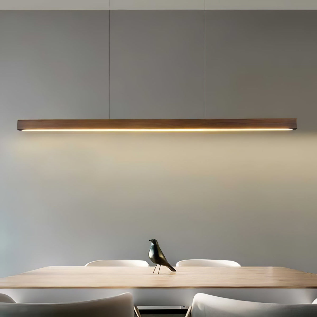 Rinalina liniowa minimalistyczna lampa wisząca ze szkła i drewna