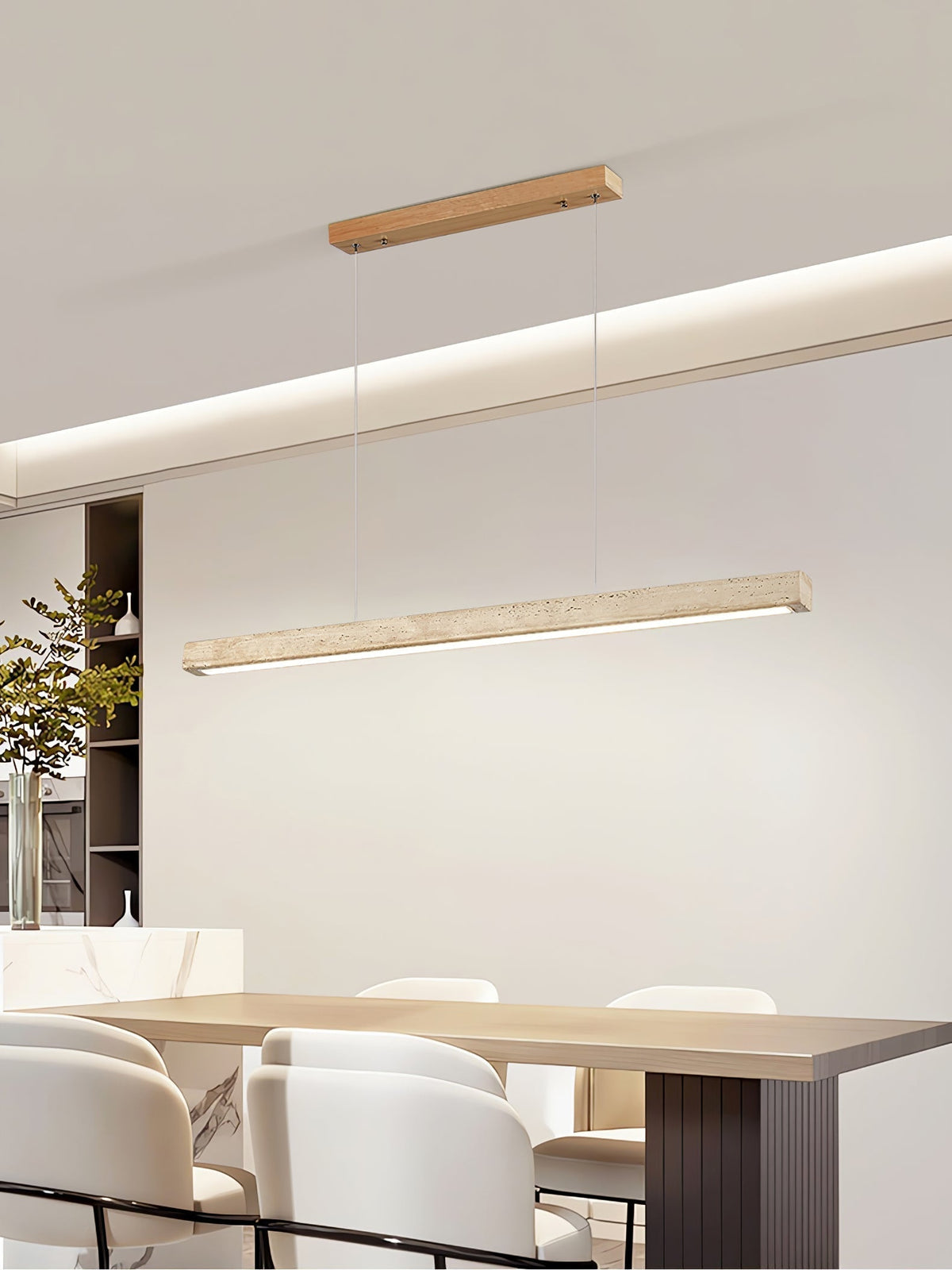 Lyven minimalistyczna lampa wisząca liniowa ze szkła Travertine