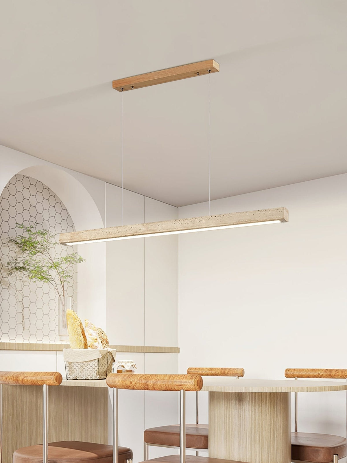 Lyven minimalistyczna lampa wisząca liniowa ze szkła Travertine