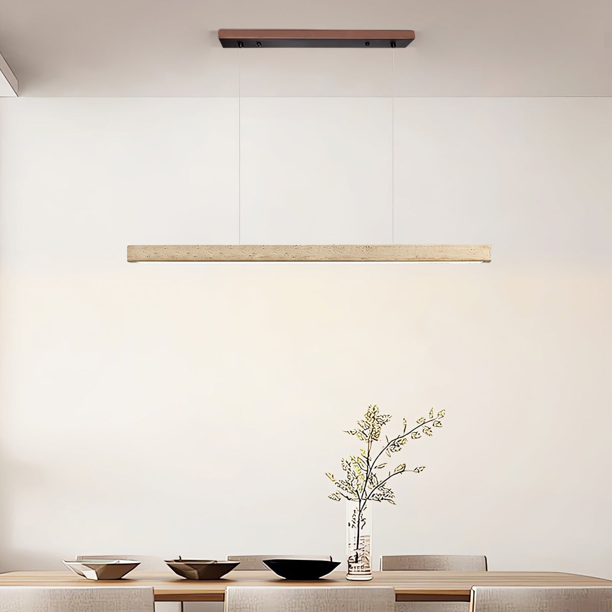 Lyven minimalistyczna lampa wisząca liniowa ze szkła Travertine