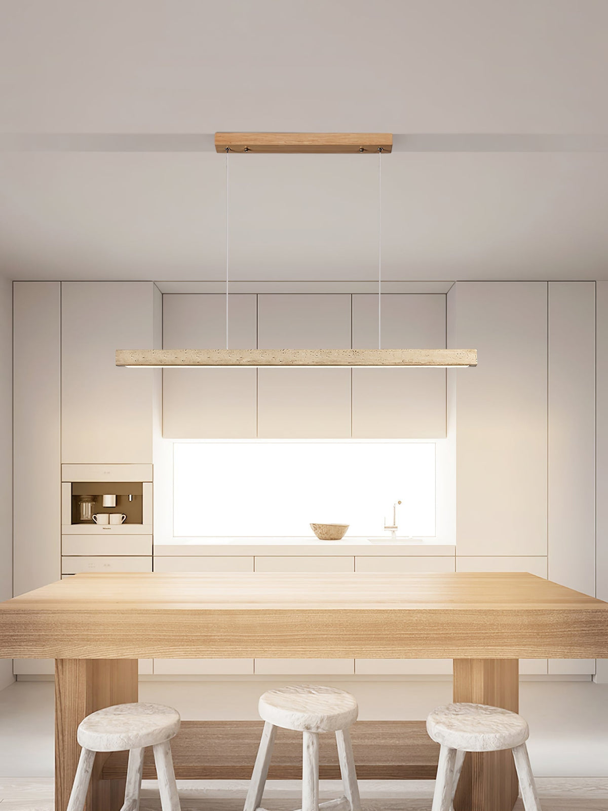Lyven minimalistyczna lampa wisząca liniowa ze szkła Travertine