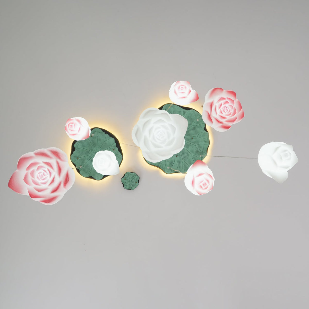 Rivinira żyrandol wiszący Lotus Floral Różowy Biały 7-Światło