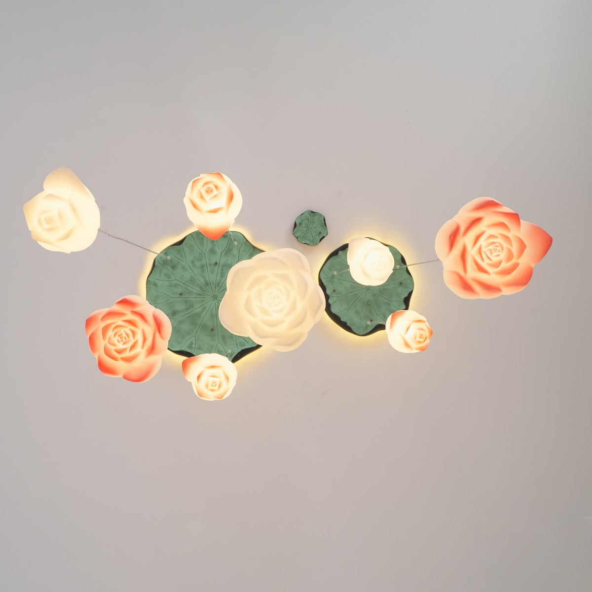 Rivinira żyrandol wiszący Lotus Floral Różowy Biały 7-Światło