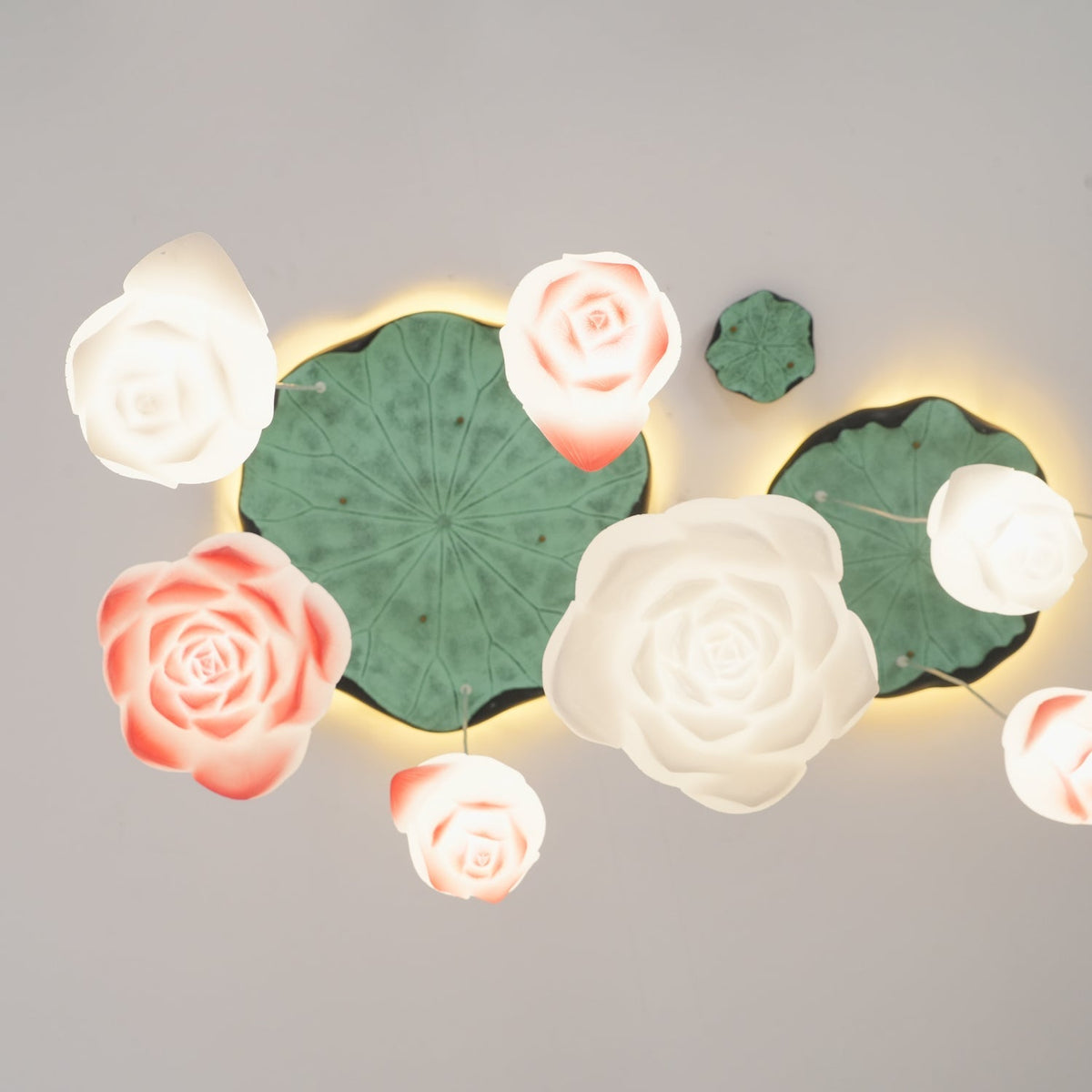 Rivinira żyrandol wiszący Lotus Floral Różowy Biały 7-Światło