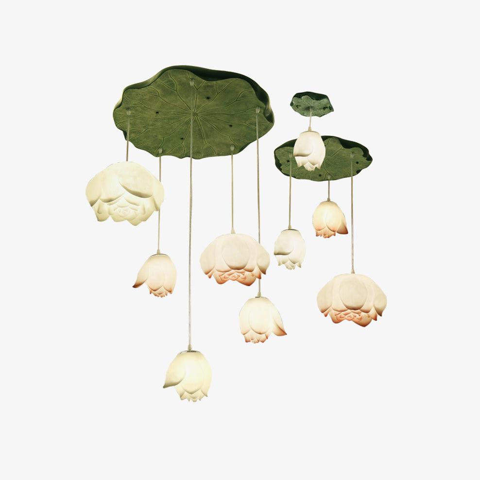Rivinira żyrandol wiszący Lotus Floral Różowy Biały 7-Światło