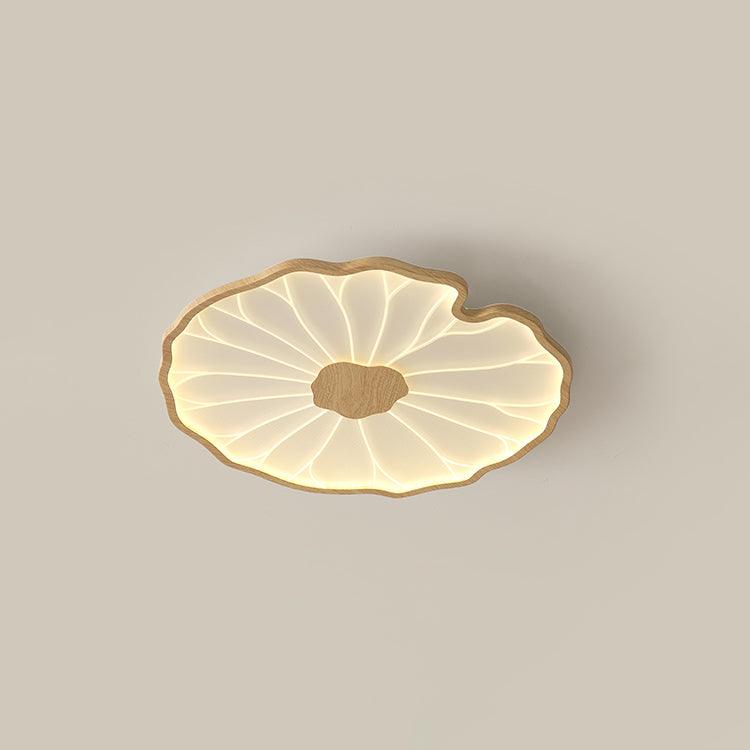 Lampa sufitowa Solara Lotus Leaf ze szkła w wykończeniu drewnianym