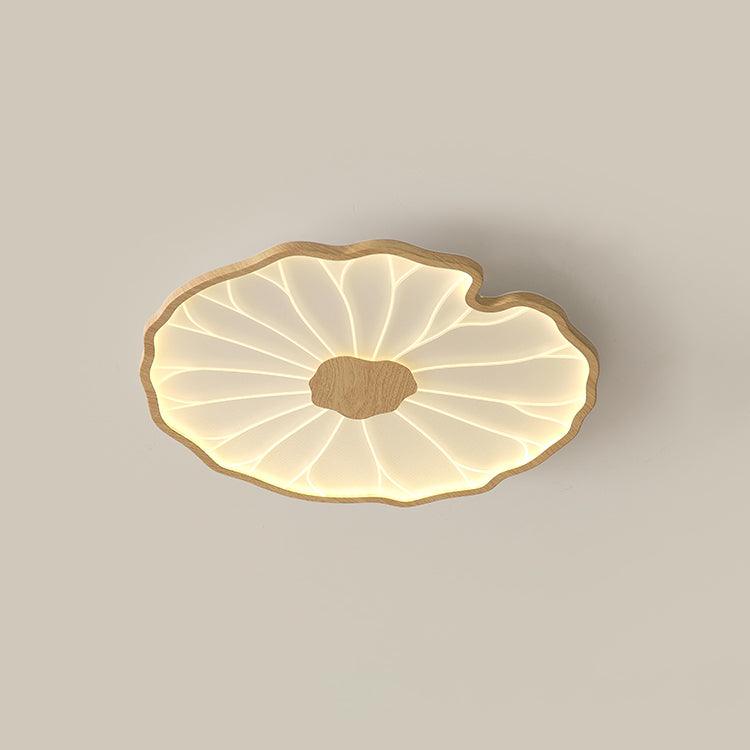 Lampa sufitowa Solara Lotus Leaf ze szkła w wykończeniu drewnianym