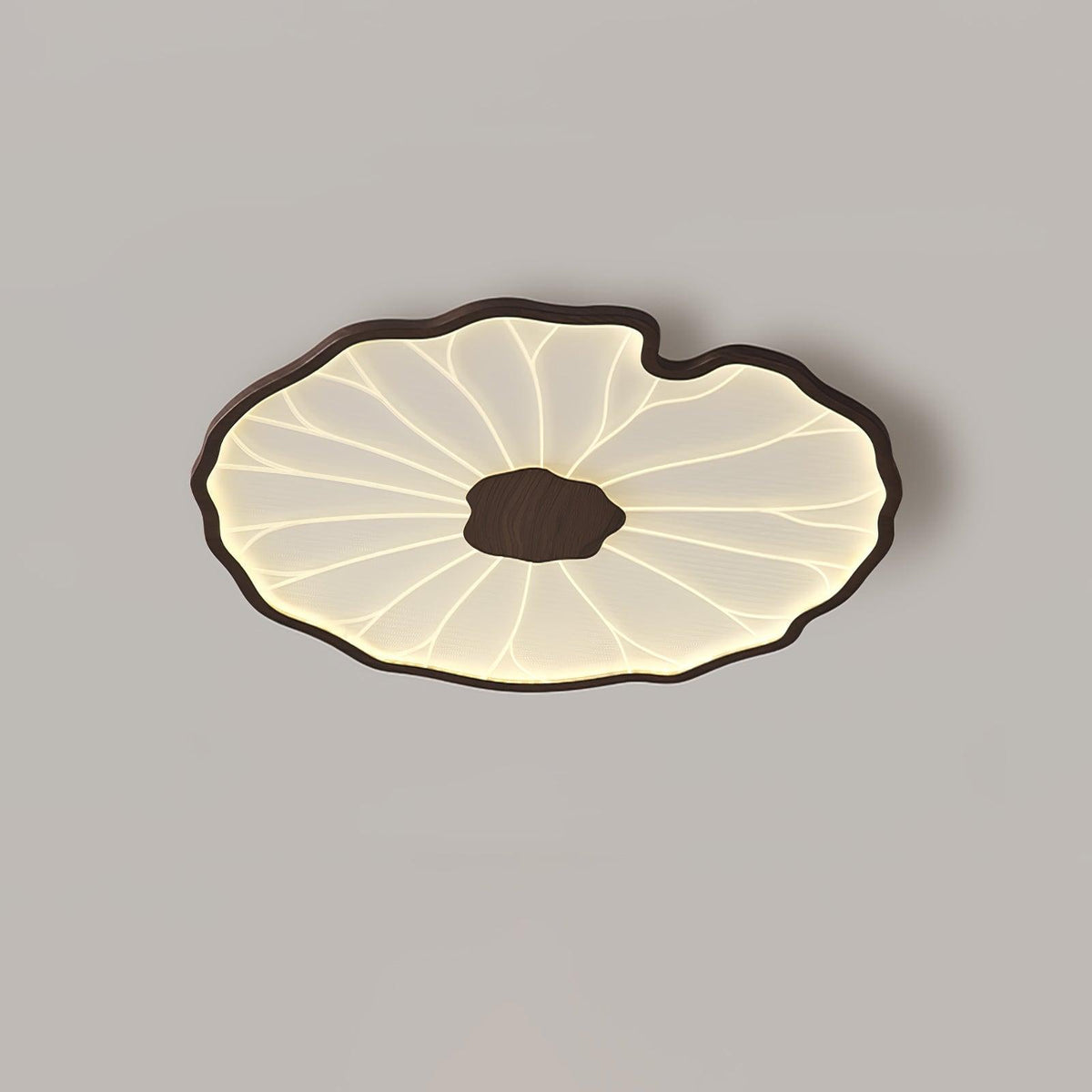 Lampa sufitowa Solara Lotus Leaf ze szkła w wykończeniu drewnianym