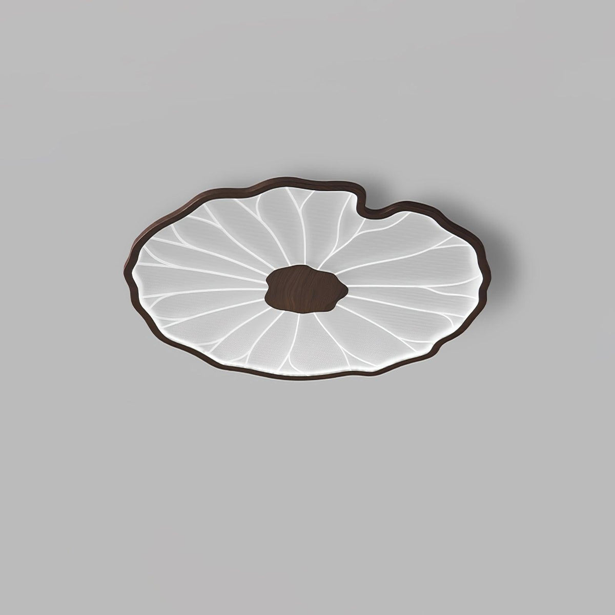 Lampa sufitowa Solara Lotus Leaf ze szkła w wykończeniu drewnianym