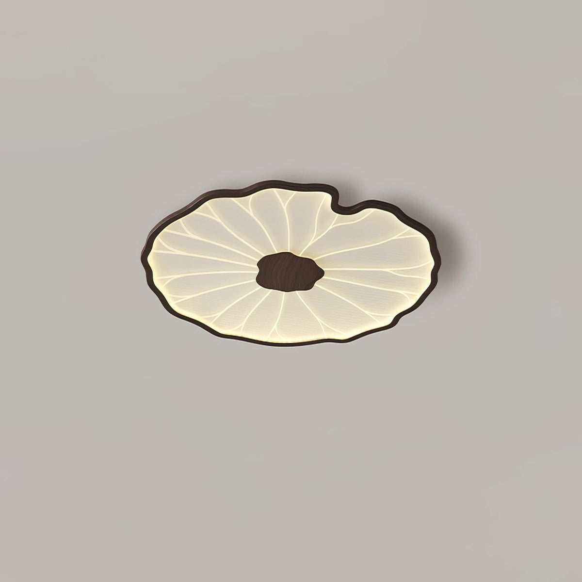 Lampa sufitowa Solara Lotus Leaf ze szkła w wykończeniu drewnianym