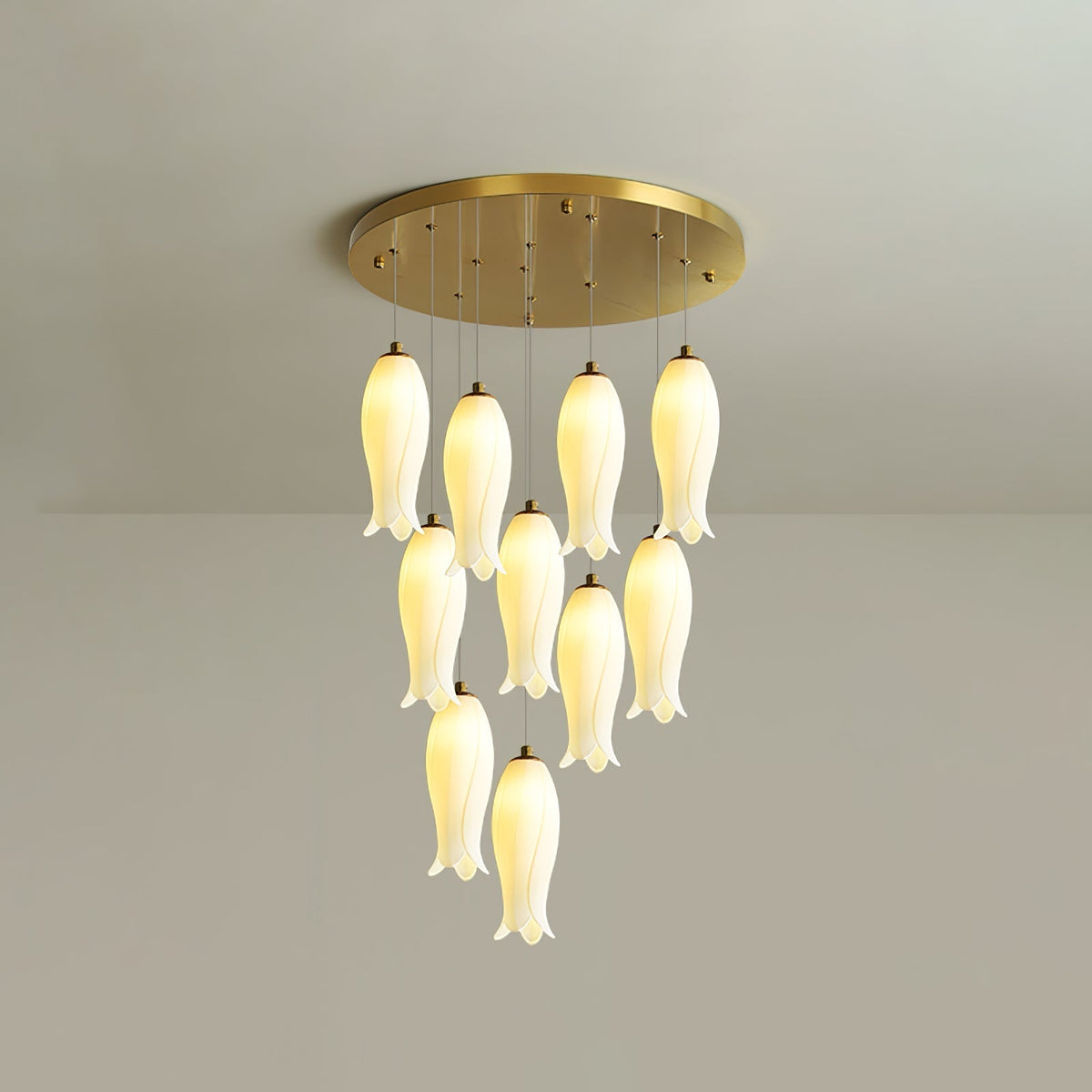 Sylirion żyrandol ze szkła Alabaster Brass