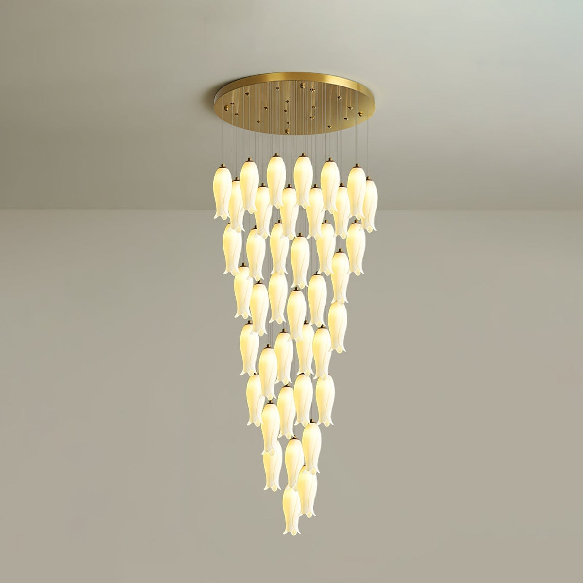 Sylirion żyrandol ze szkła Alabaster Brass