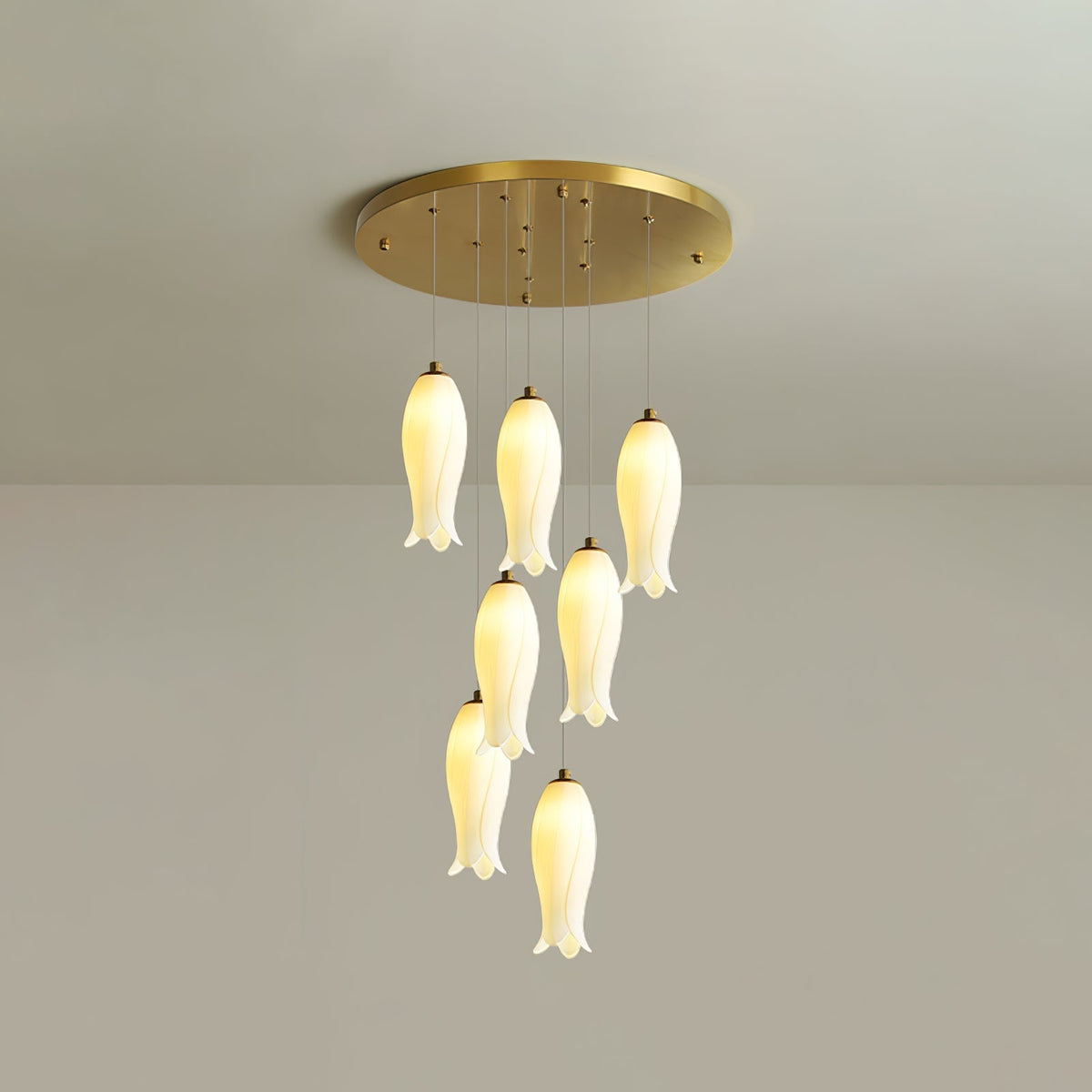 Sylirion żyrandol ze szkła Alabaster Brass