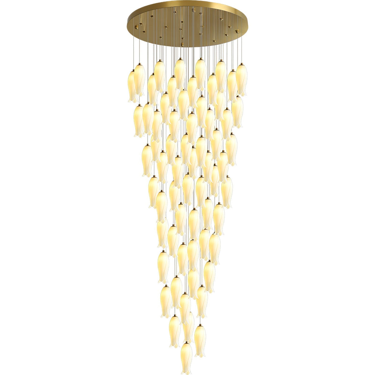 Sylirion żyrandol ze szkła Alabaster Brass
