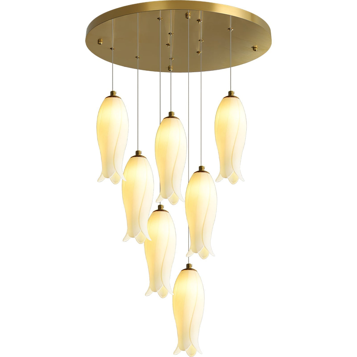 Sylirion żyrandol ze szkła Alabaster Brass