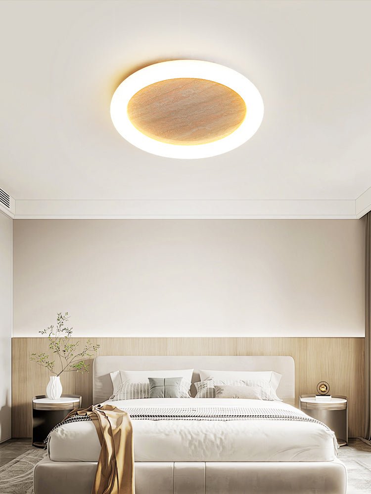 Kaia Minimal żółty Travertyn halo lampa sufitowa