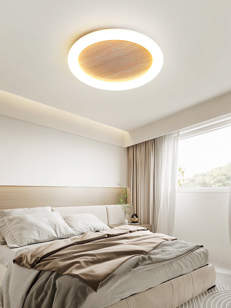 Kaia Minimal żółty Travertyn halo lampa sufitowa