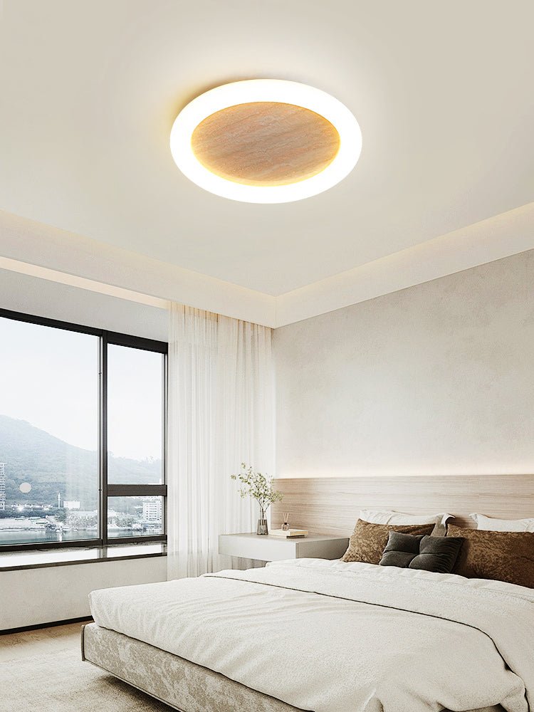 Kaia Minimal żółty Travertyn halo lampa sufitowa