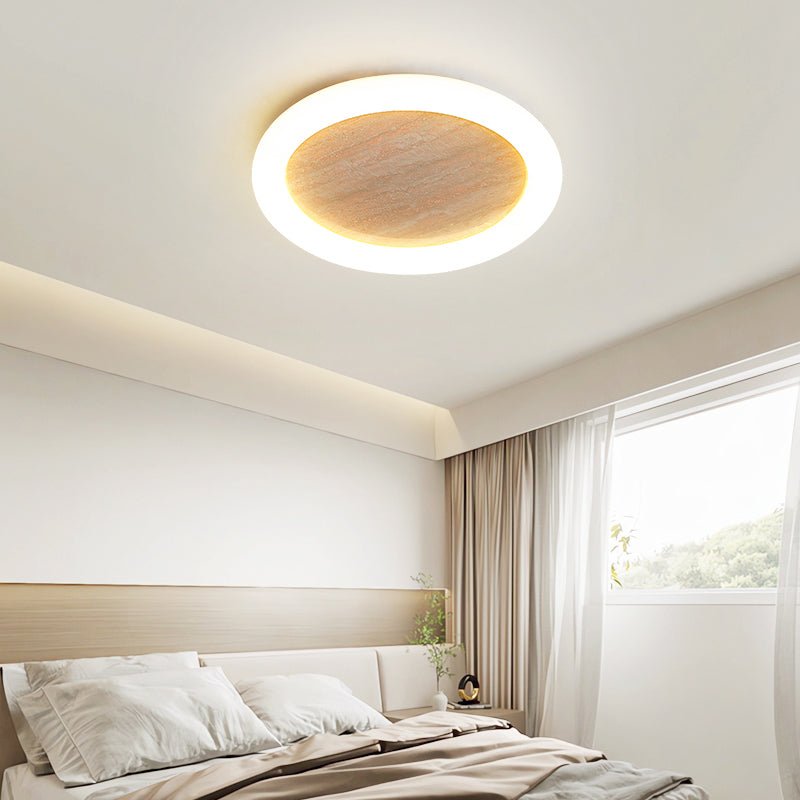 Kaia Minimal żółty Travertyn halo lampa sufitowa