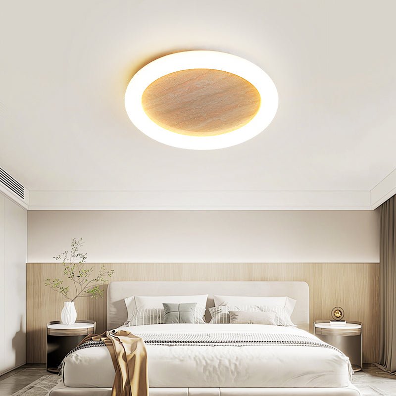 Kaia Minimal żółty Travertyn halo lampa sufitowa