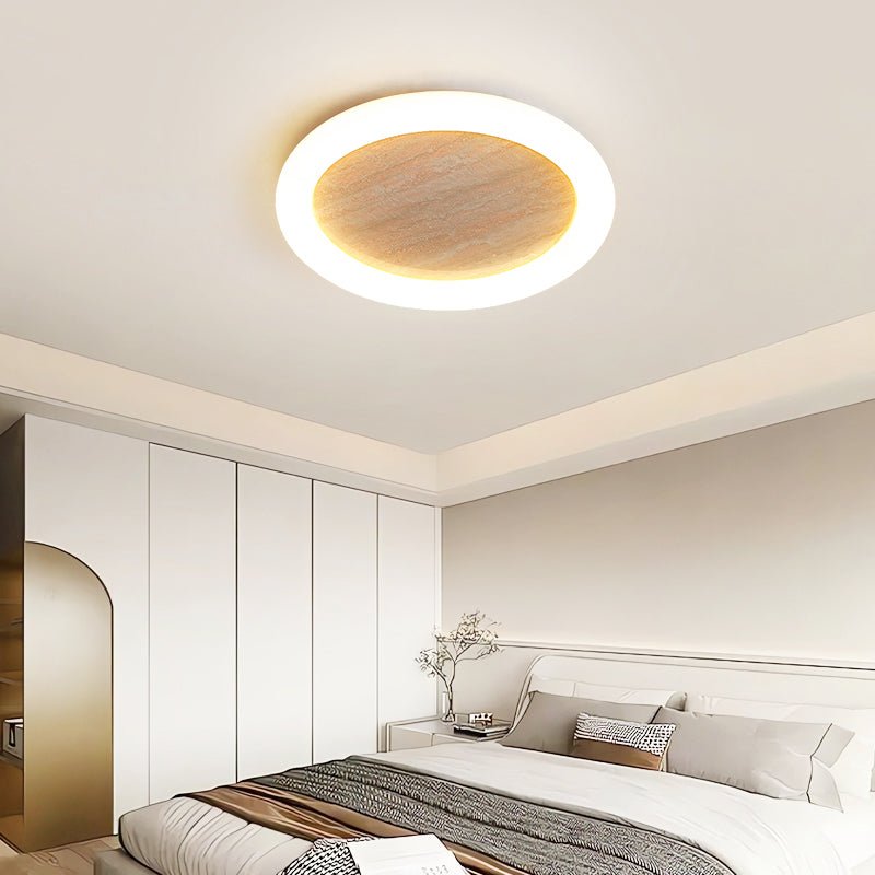 Kaia Minimal żółty Travertyn halo lampa sufitowa