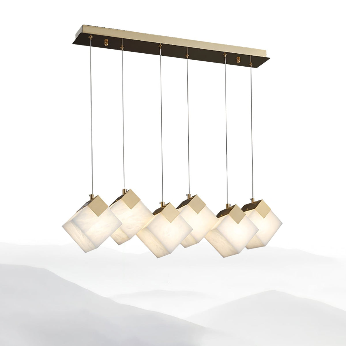 Vevariel liniowa lampa wisząca ze szkła alabasterowego