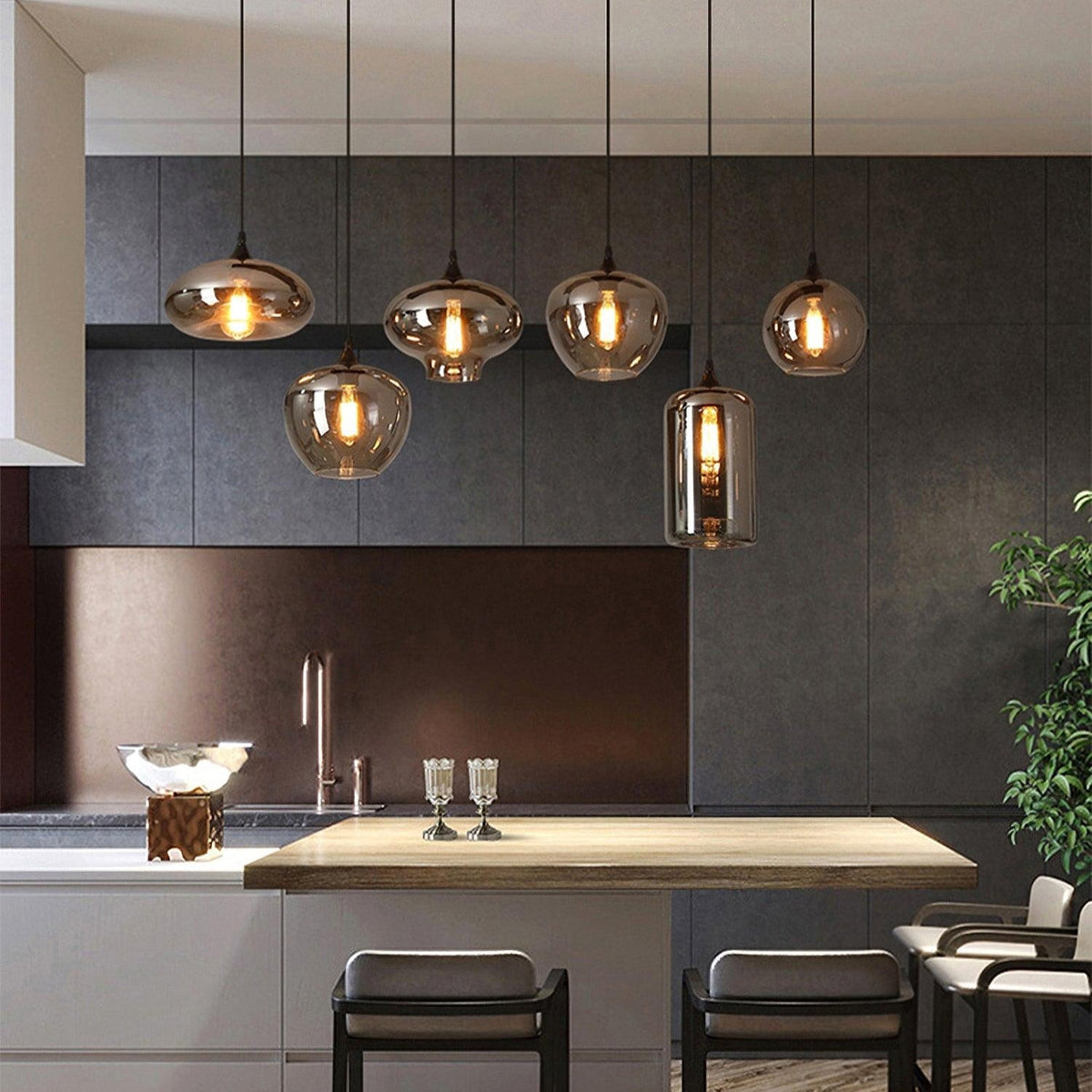 Tevely żyrandol ze szkła w stylu industrial chic