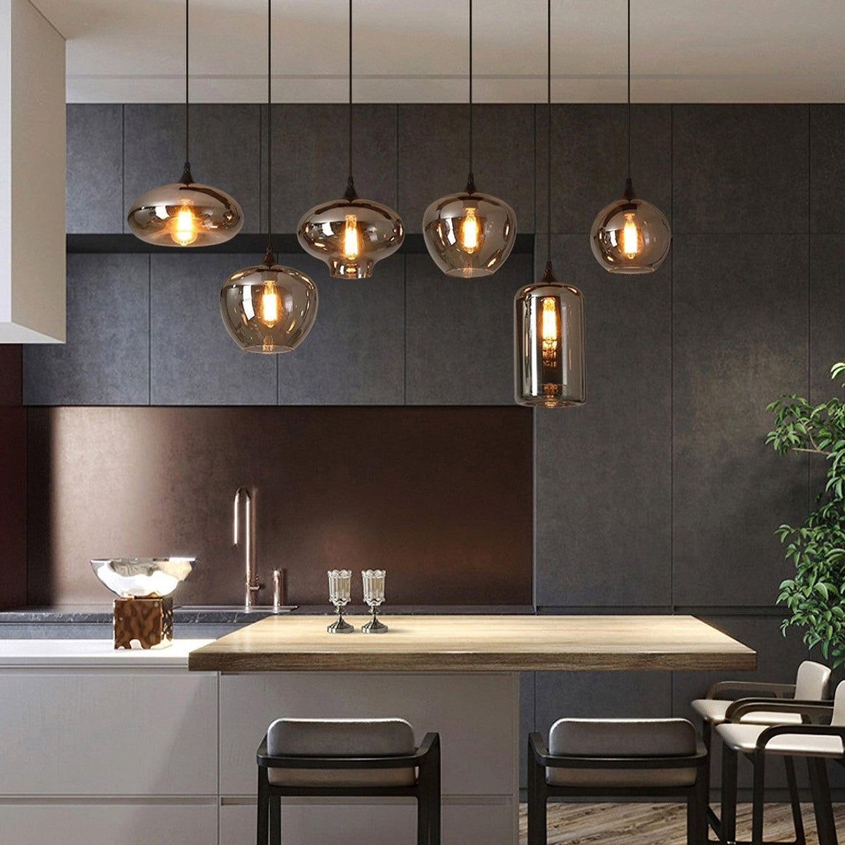 Tevely żyrandol ze szkła w stylu industrial chic
