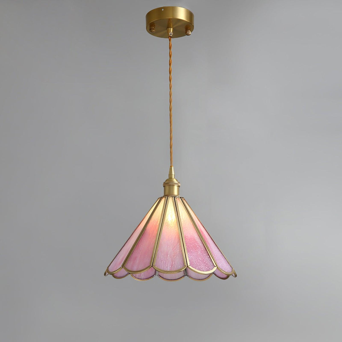 Lione różowa lampa wisząca ze szkła barwionego